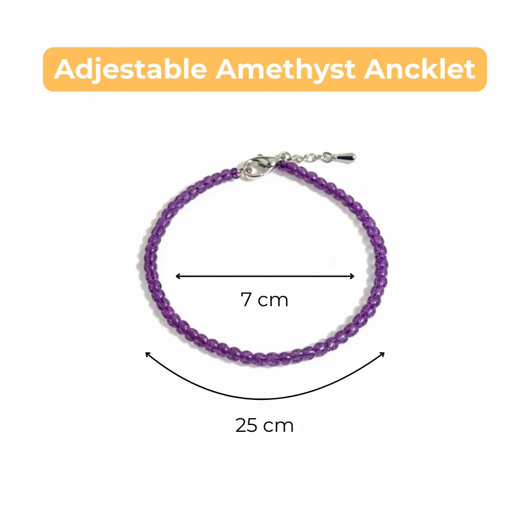 Divine Aura Amethyst Anklet 3mm – For intuition, balance & spiritual harmony
