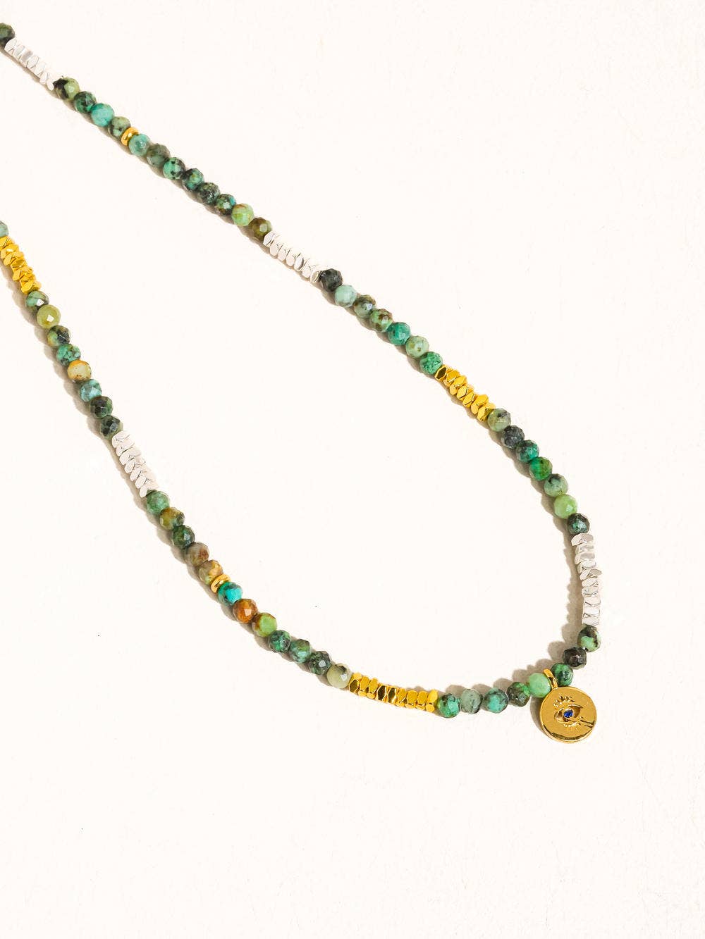 Green Jade Boho Handmade Stone Eye Necklace