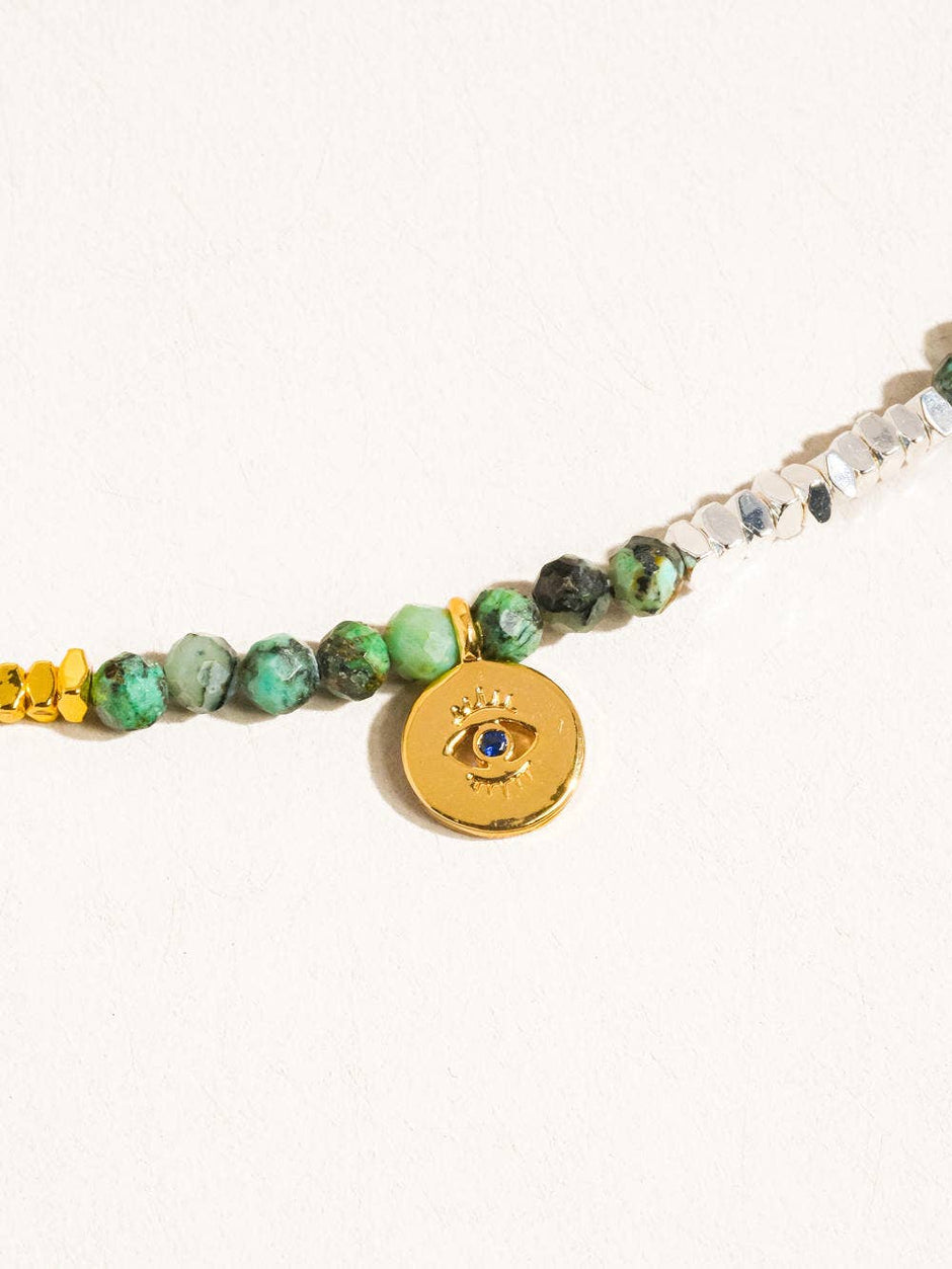 Green Jade Boho Handmade Stone Eye Necklace