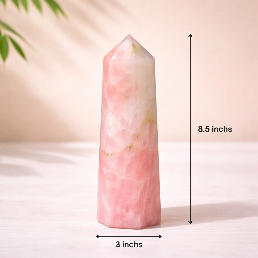 Natural Rose Quartz Crystal Tower