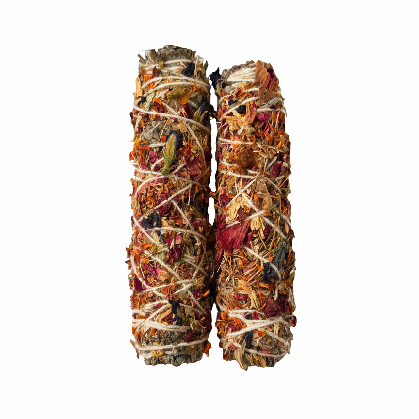 Mixed Flower White Sage Smudge Stick (For Energy Protection)