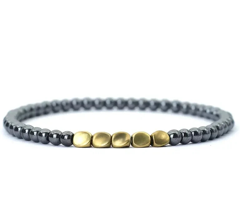 Hematite & Copper Bracelet for Grounding & Luck (4mm Beads)