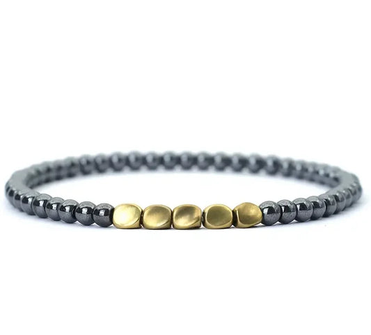 Hematite & Copper Bracelet  for Grounding & Luck (4mm Beads)