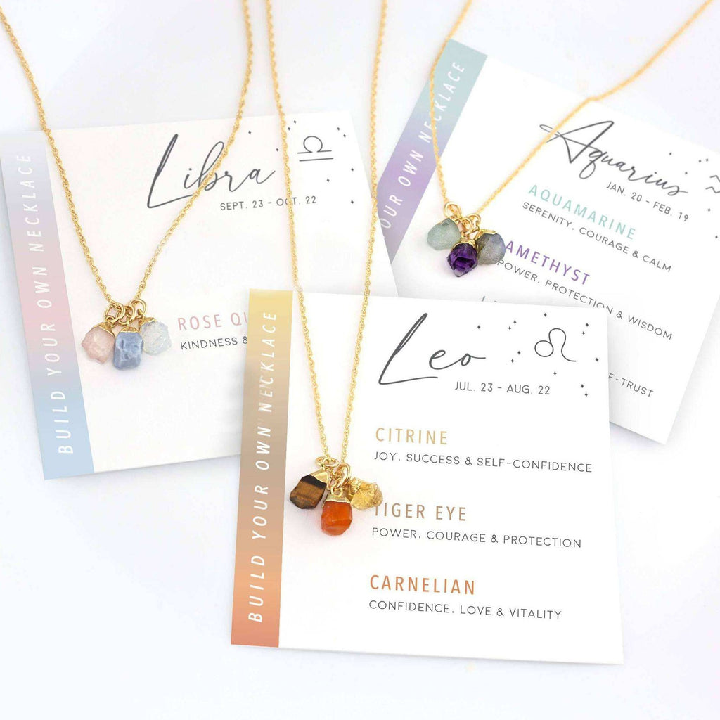 Raw Stone Zodiac Pendant Set