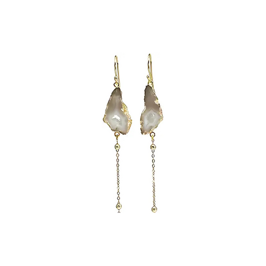 Agate Gemstone Geode Dangle Gold Plated Earrings