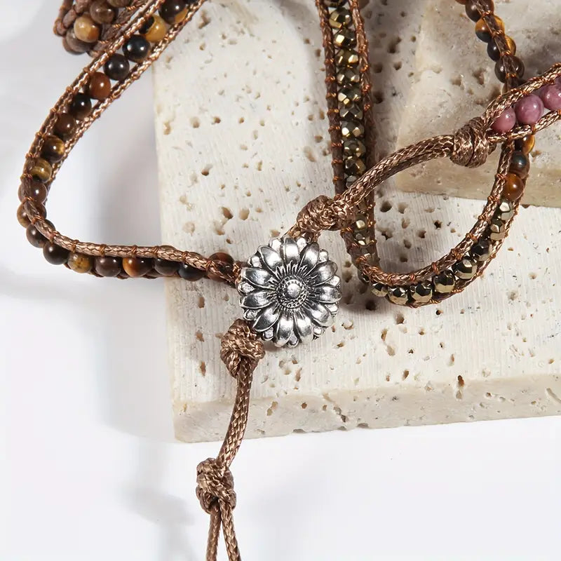 Rose Quartz Boho Wrap Bracelet for Love & Relationships