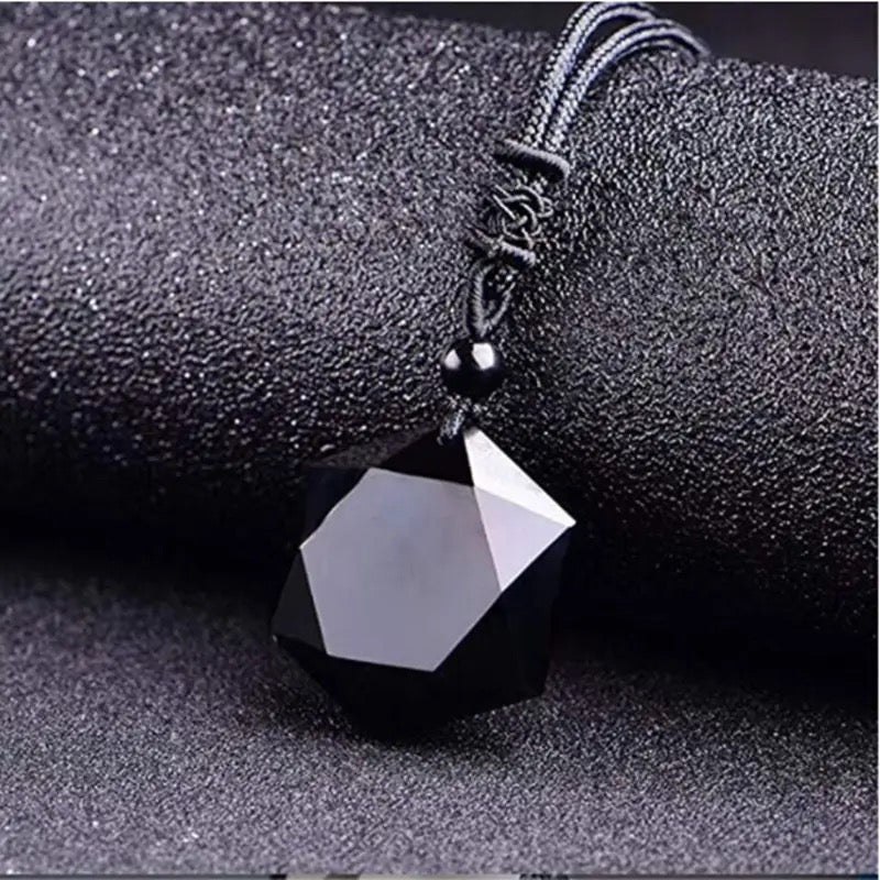 Black Obsidian Hexagon Necklace for Self Growth & Protection