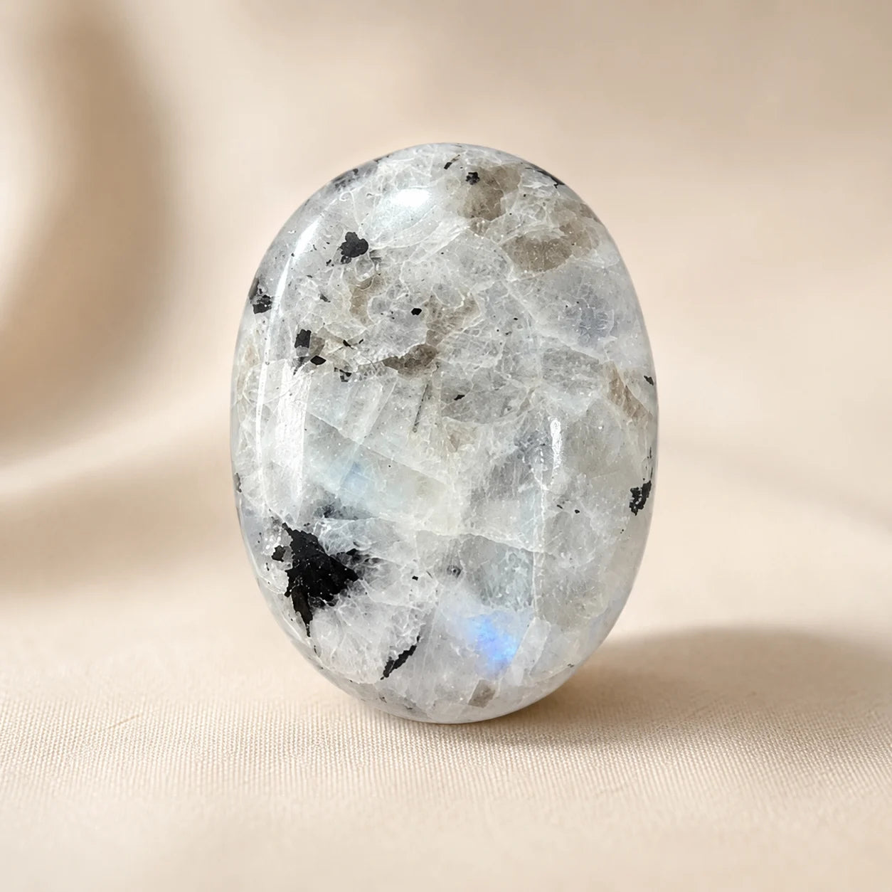 Rainbow Moonstone Polished Palm Stone – Calm, Intuition & New Beginnings