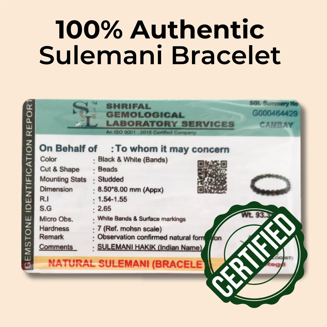 Sulemani Hakik Round 8 mm Bead Bracelet (Protection from Evil Eye)