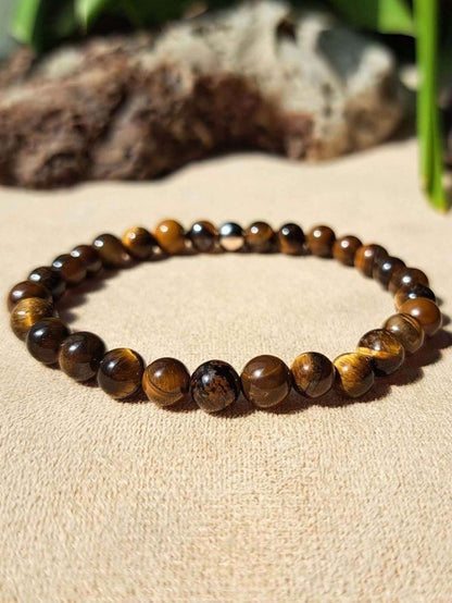 Tiger Eye 8mm rounded beads bracelet - Stone of Confidence, Courage & Focus