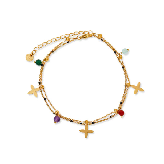 Tropical Charm Stone Pendant Anklet