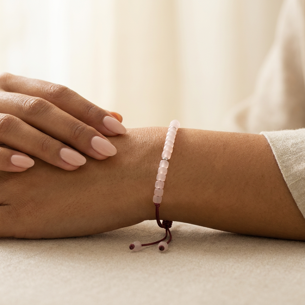 Rose Quartz Braided Bracelet (Heals Heart & Attracts Love) - Lifestyle F