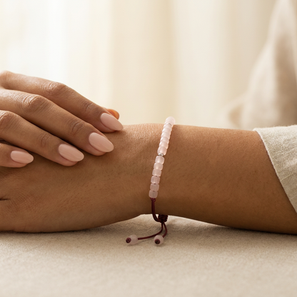 Rose Quartz Braided Bracelet (Heals Heart & Attracts Love) - Lifestyle F
