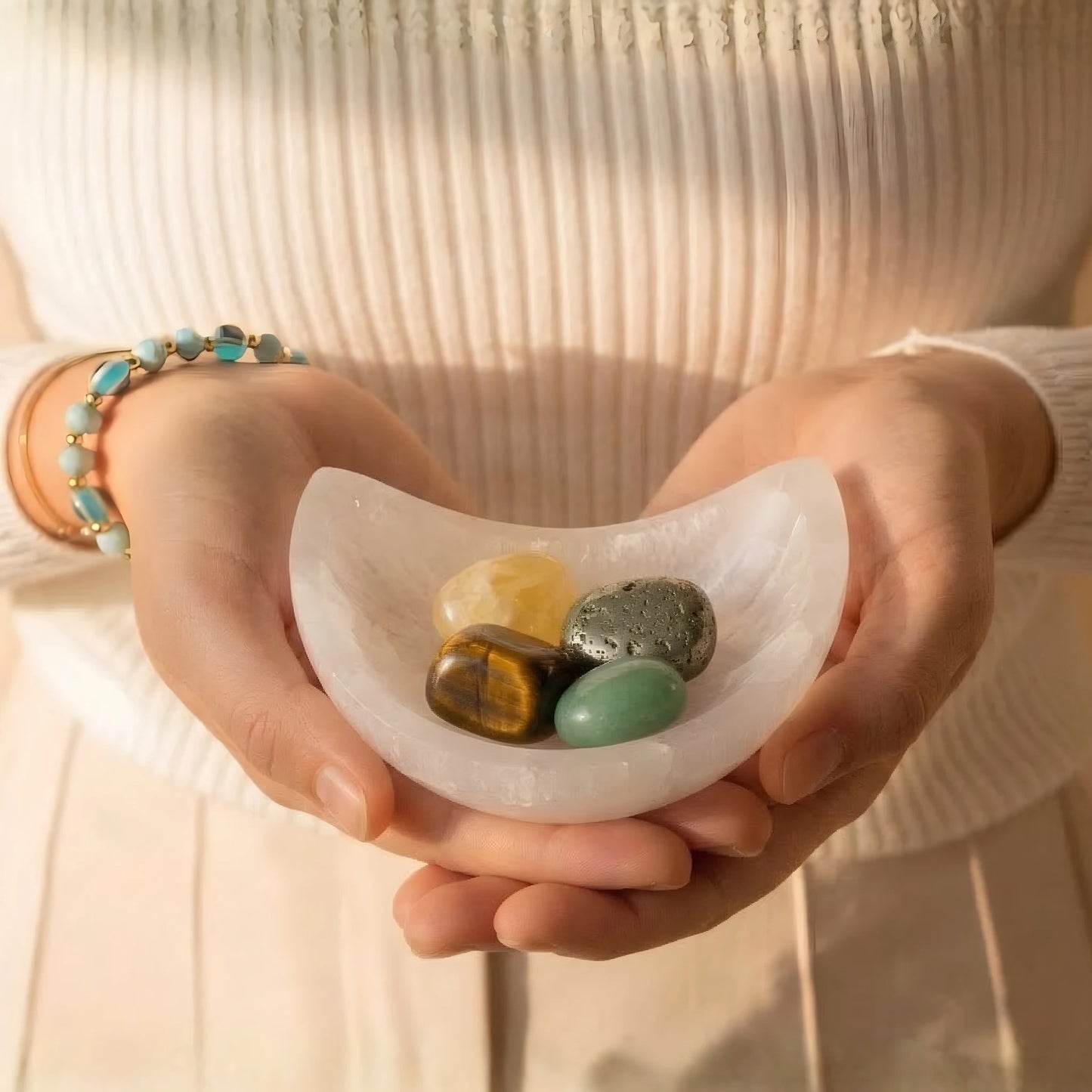 Money Magnet Crystal Kit - 4 Healing Stones + Selenite Bowl