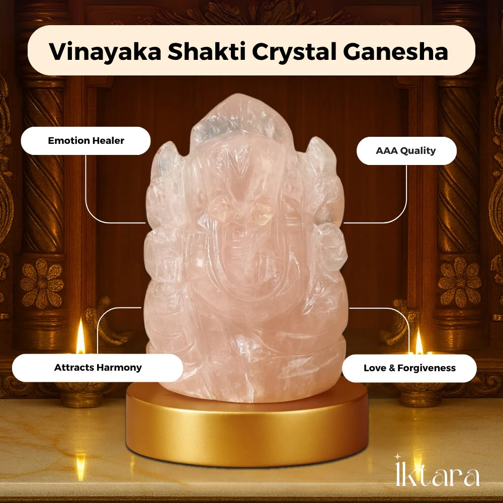 Vinayak Shakti – Rose Quartz Ganesha (AAA Quality)