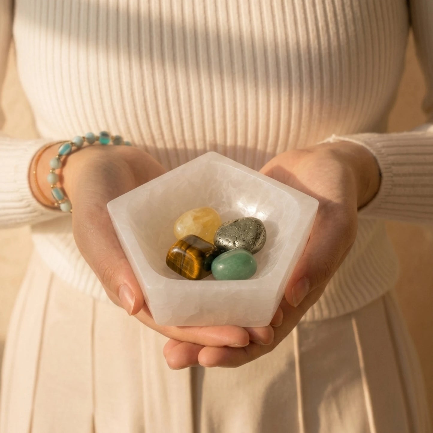 Money Magnet Crystal Kit - 4 Healing Stones + Selenite Bowl