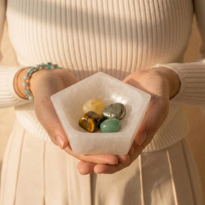 Money Magnet Crystal Kit - 4 Healing Stones + Selenite Bowl