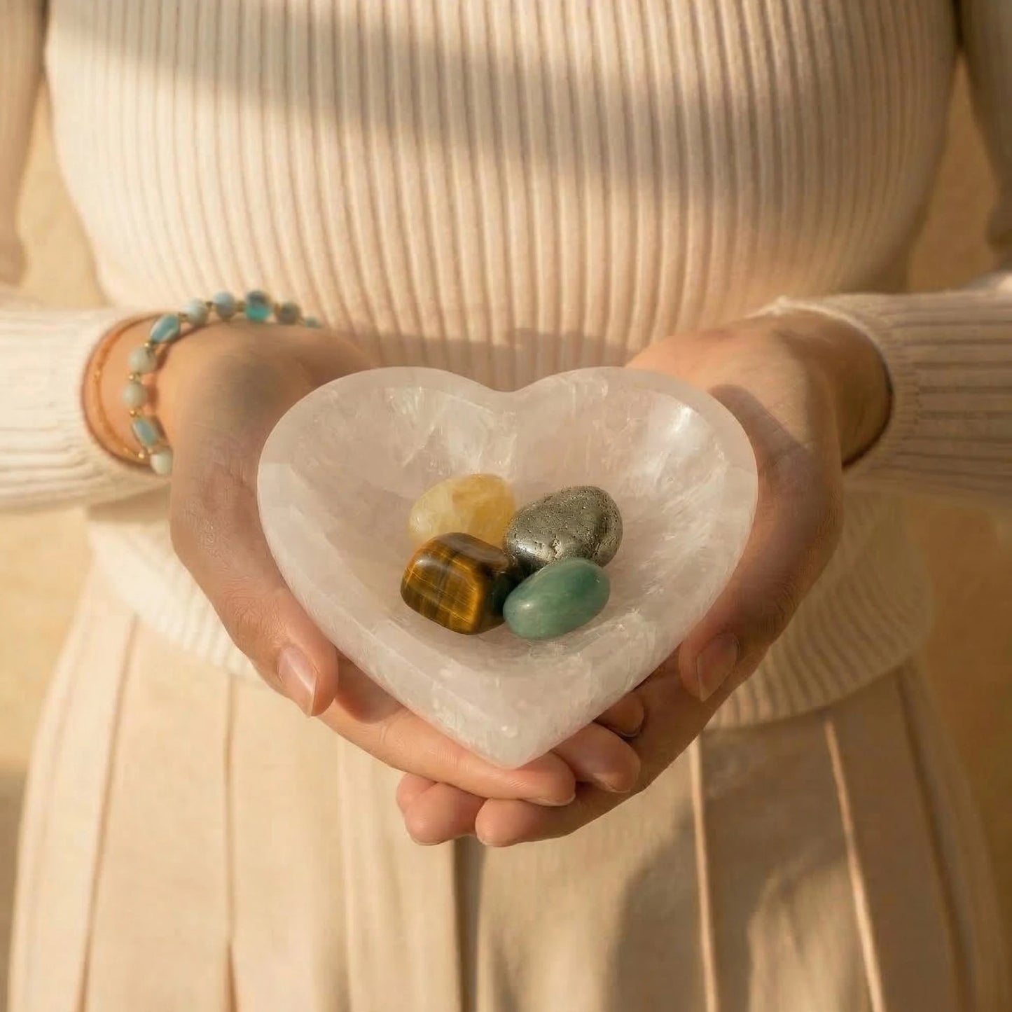 Money Magnet Crystal Kit - 4 Healing Stones + Selenite Bowl