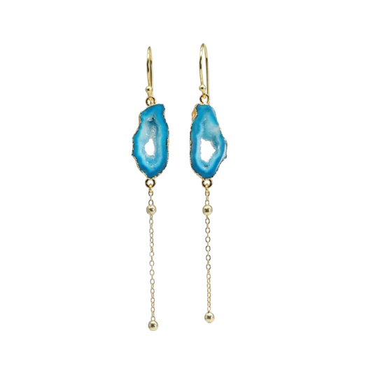 Agate Dangle Earrings Gold