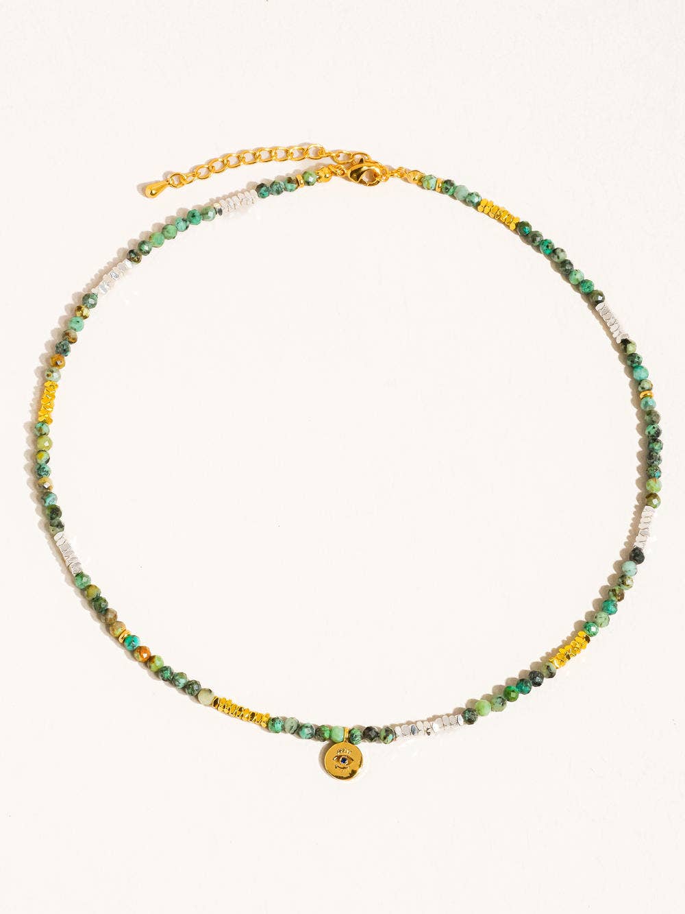 Green Jade Boho Handmade Stone Eye Necklace