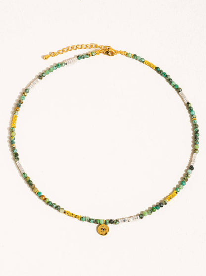 Green Jade Boho Handmade Stone Eye Necklace