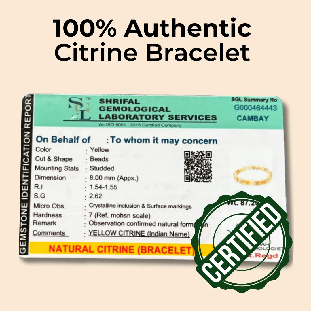 Citrine Round 8 mm Bead Bracelet - Success & Abundance