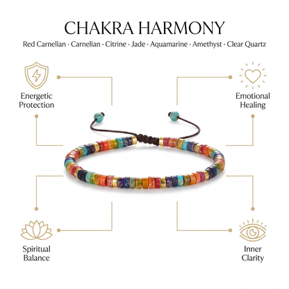 7 Chakra Braided Bracelet (Restore harmony within your mind) - Infographic