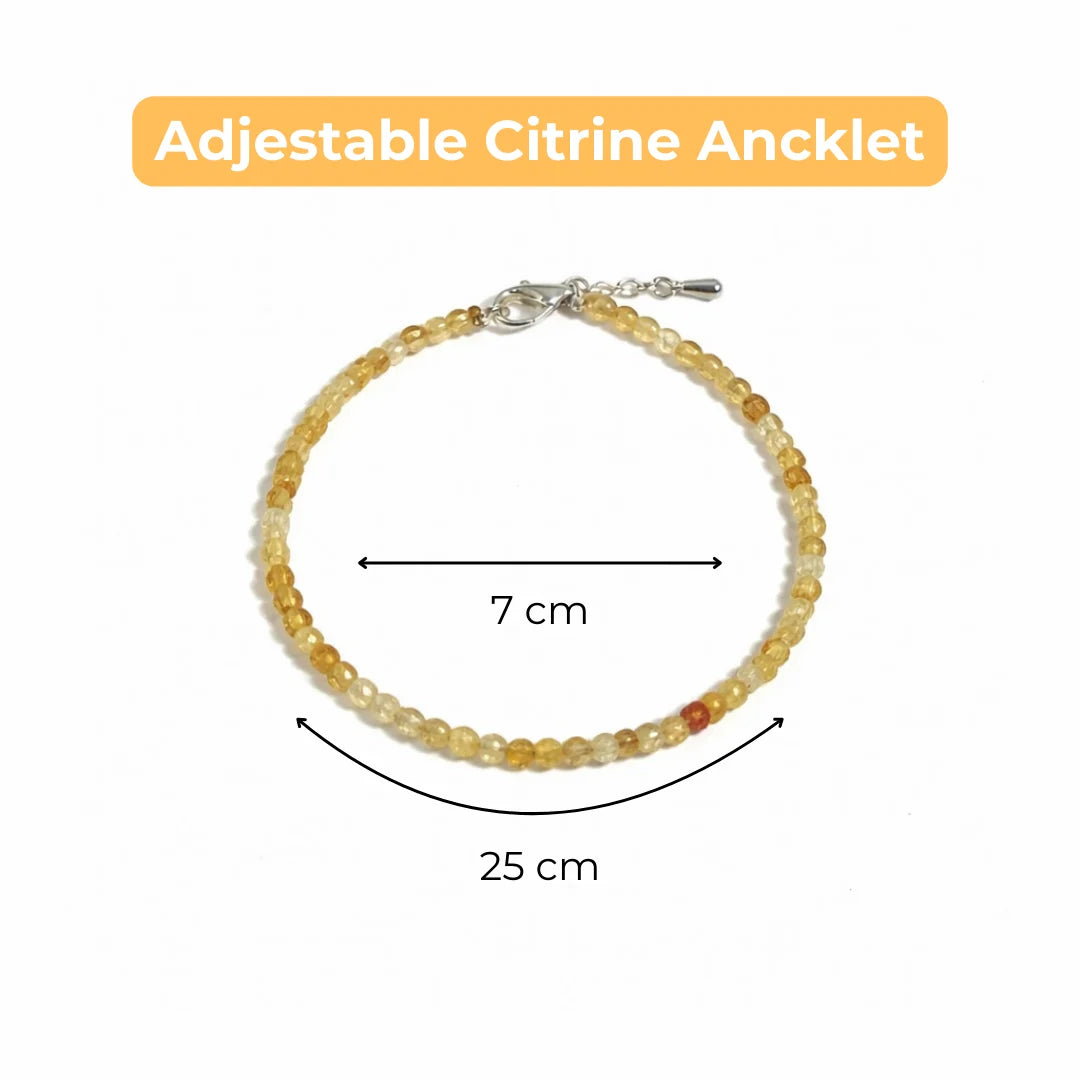 Sunfire Citrine Anklet 3mm – For motivation, courage & abundance