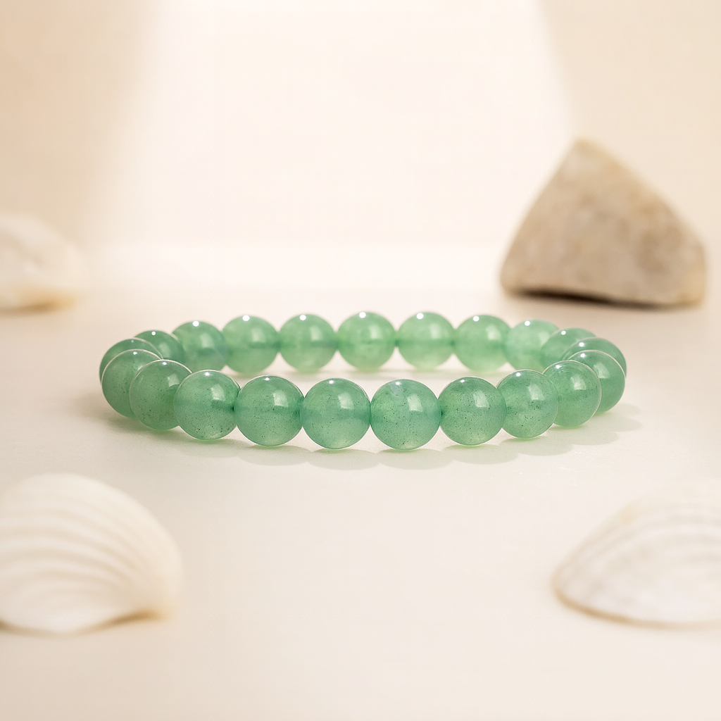 Green Aventurine Round 8 mm Bead Bracelet – Aligns with Luck & Opportunities