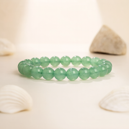 Green Aventurine Round 8 mm Bead Bracelet – Aligns with Luck & Opportunities