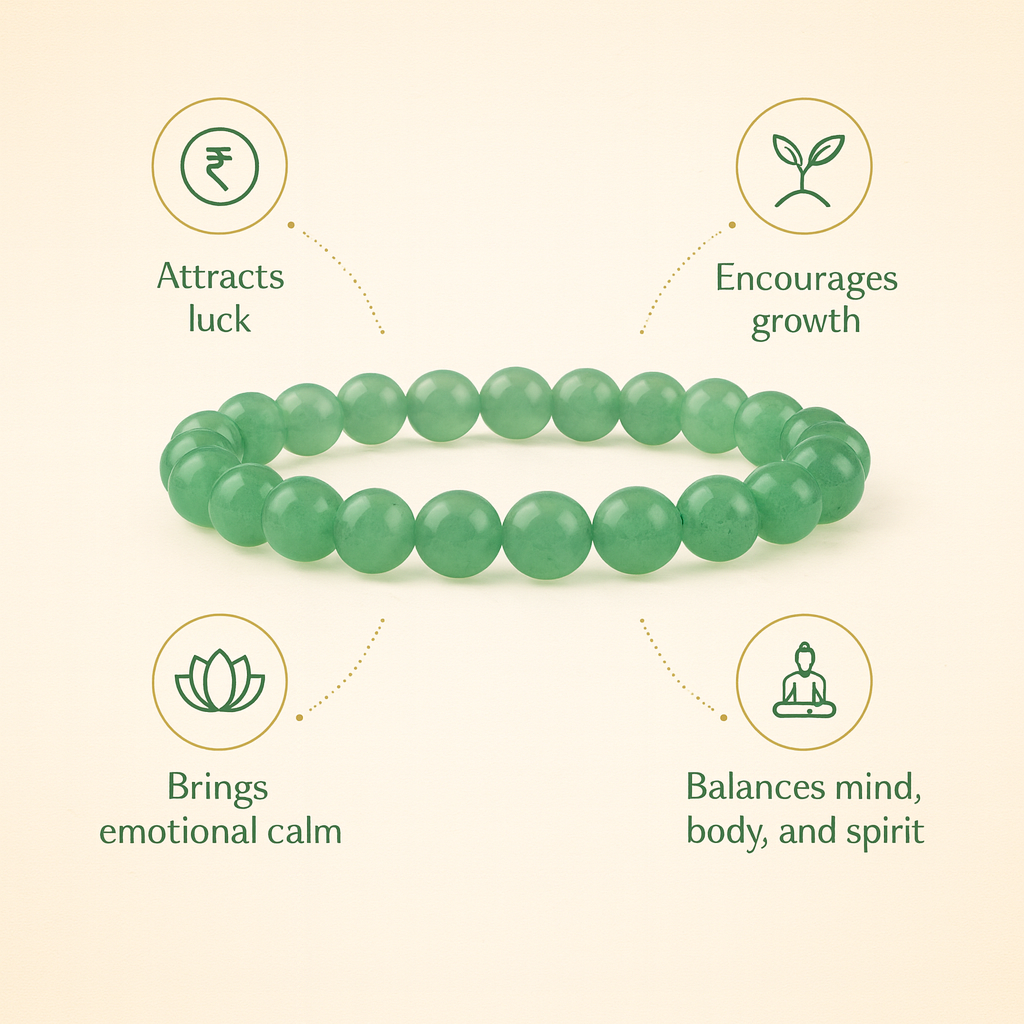 Green Aventurine Round 8 mm Bead Bracelet – Aligns with Luck & Opportunities