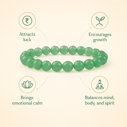 Green Aventurine Round 8 mm Bead Bracelet – Aligns with Luck & Opportunities