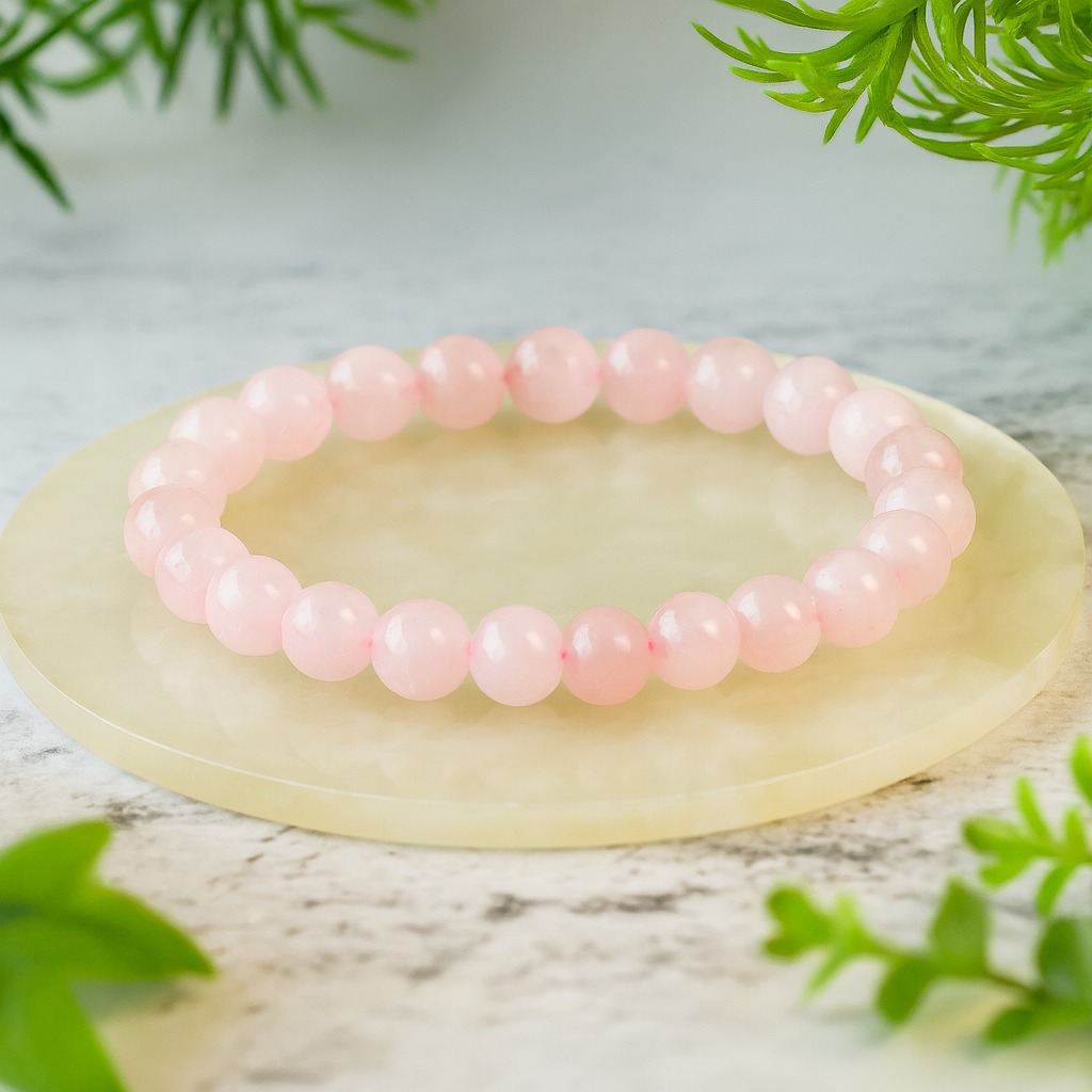 Rose Quartz Love Harmony Round 8 mm Bead Bracelet