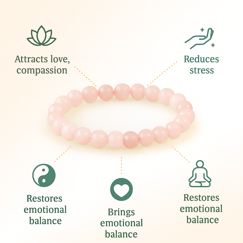 Rose Quartz Love Harmony Round 8 mm Bead Bracelet