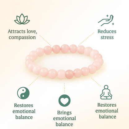 Rose Quartz Love Harmony Round 8 mm Bead Bracelet