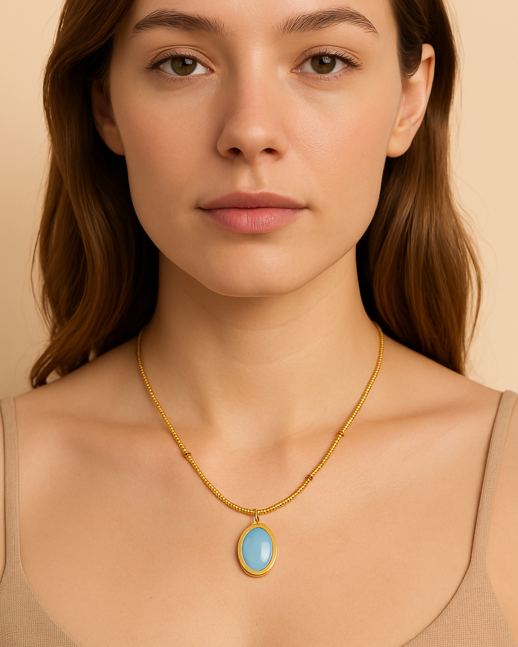 Aquamarine Pendant Necklace for Courage