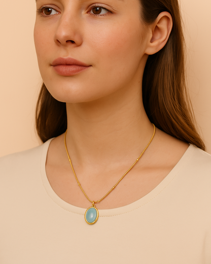 Aquamarine Pendant Necklace for Courage