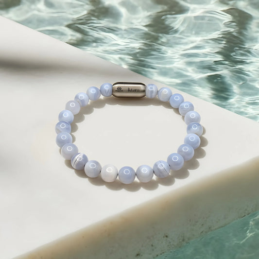 Natural Blue Lace Agate AAA Bracelet 8MM With Maglink