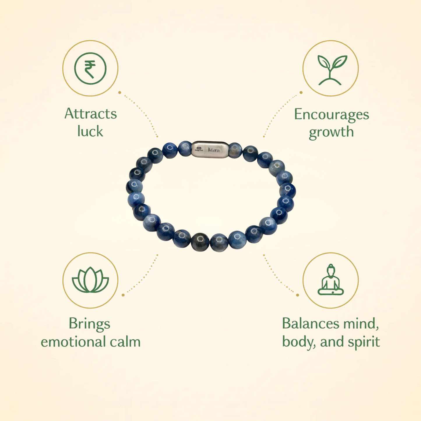 Natural Kyanite AAA Bracelet 8MM With Maglink