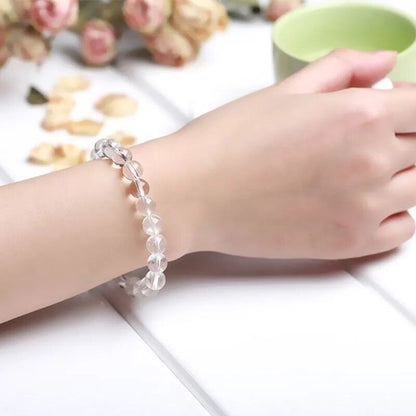Clear Quartz Round 8 mm Bead Bracelet for Mind & Soul Alignment