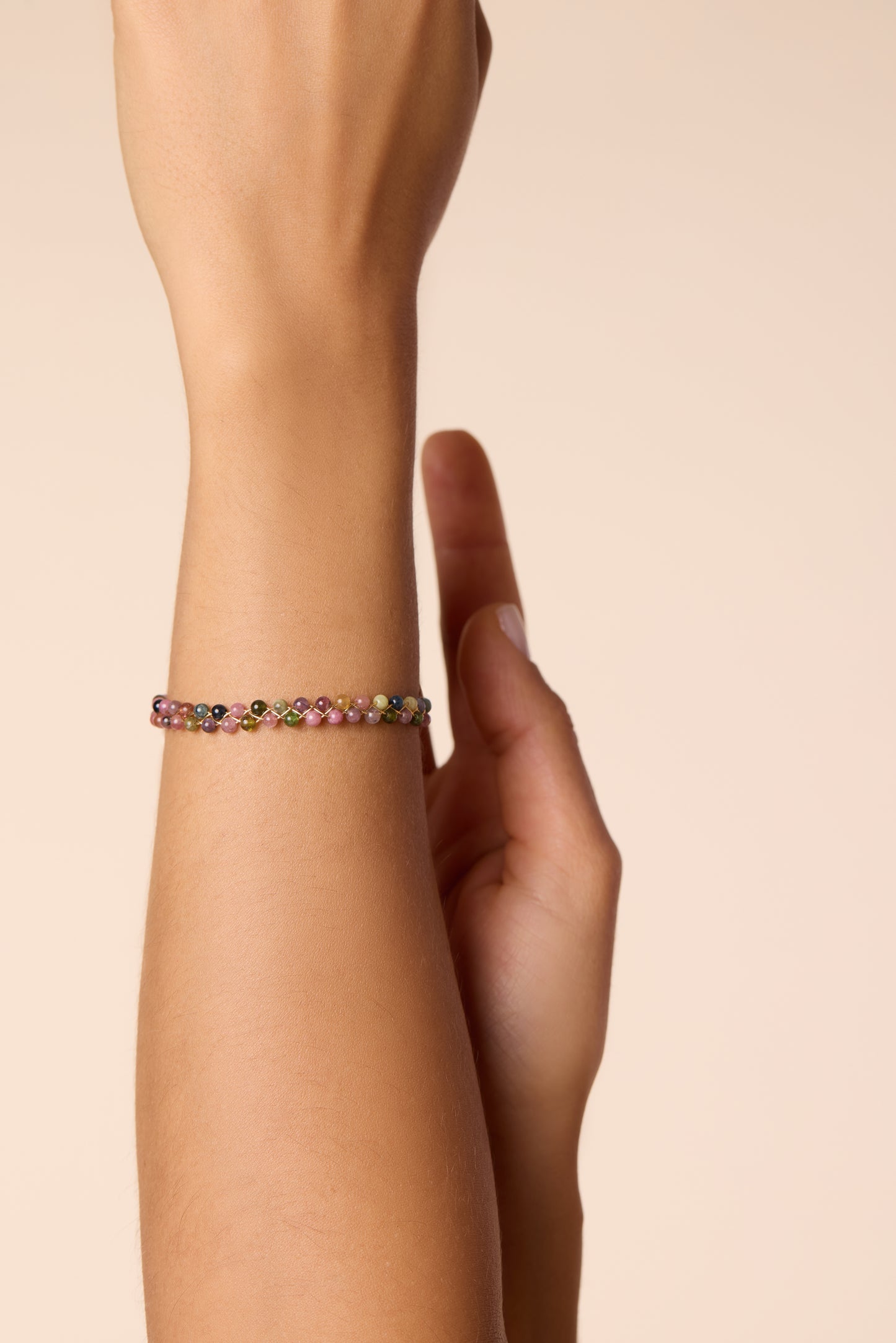 Pink Tourmaline Wired Bracelet for Love, Joy & Compassion