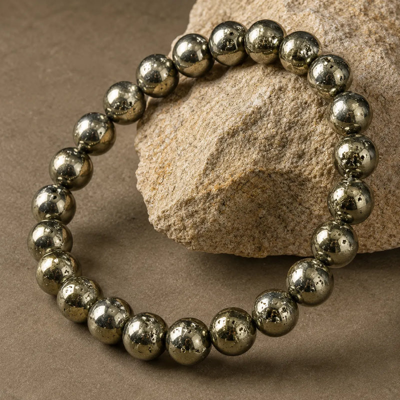 Pyrite Round 8MM Bead Bracelet - Confidence & Wealth
