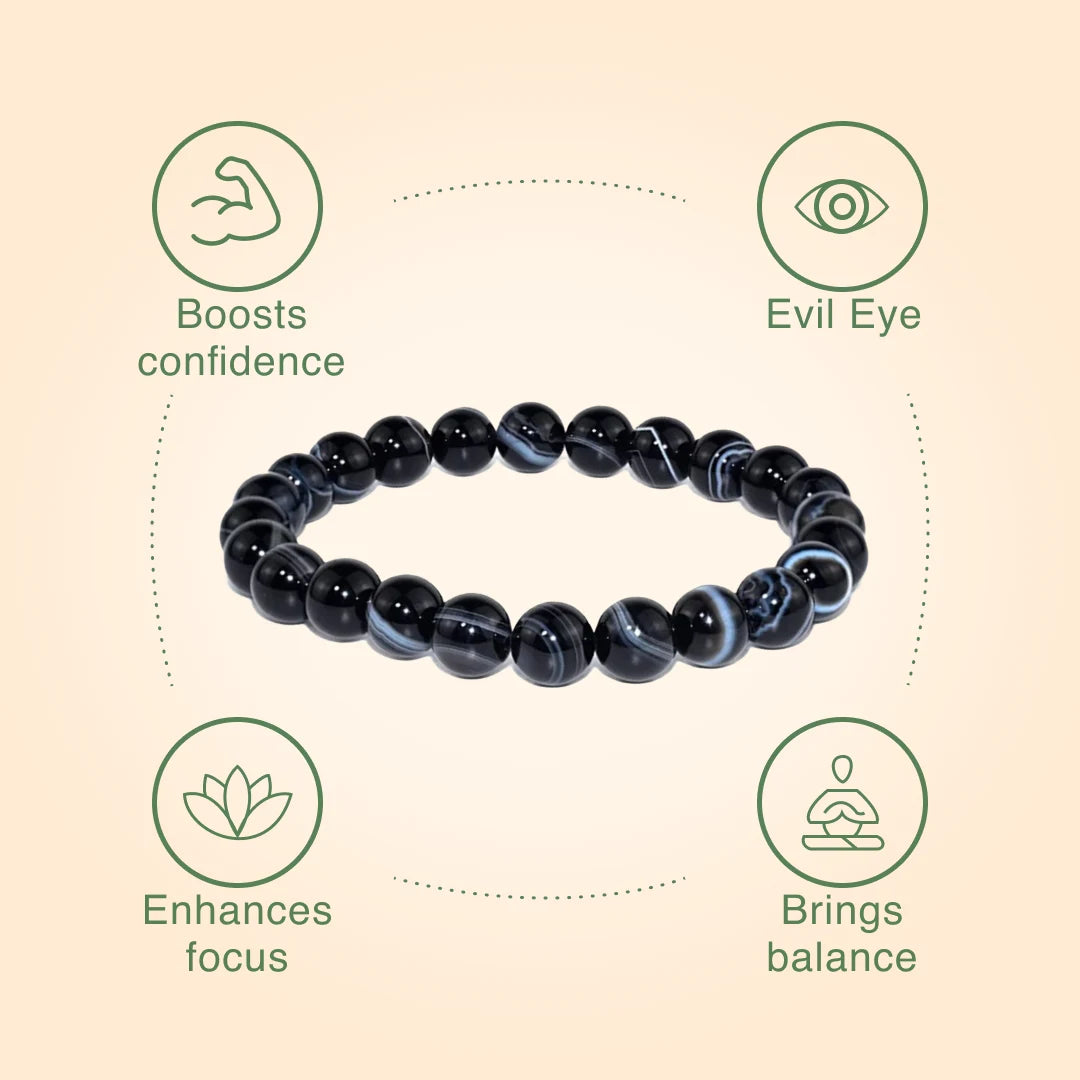 Sulemani Hakik Round 8 mm Bead Bracelet (Protection from Evil Eye)