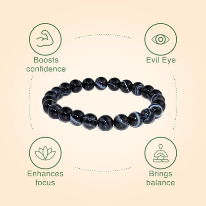 Sulemani Hakik Round 8 mm Bead Bracelet (Protection from Evil Eye)