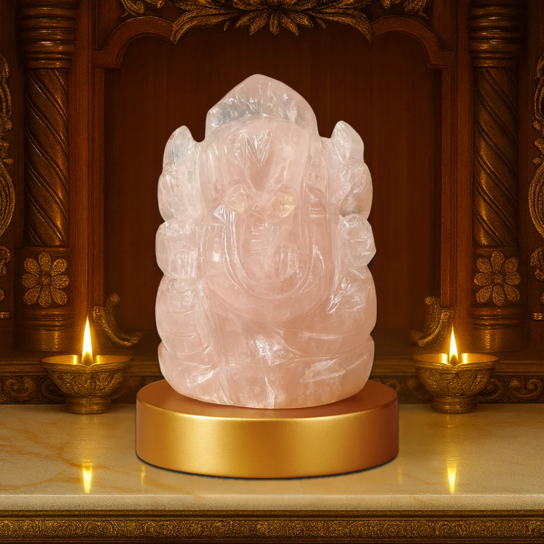 Vinayak Shakti – Rose Quartz Ganesha (AAA Quality)