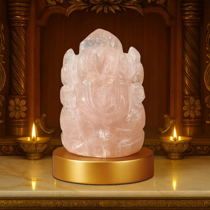 Vinayak Shakti – Rose Quartz Ganesha (AAA Quality)