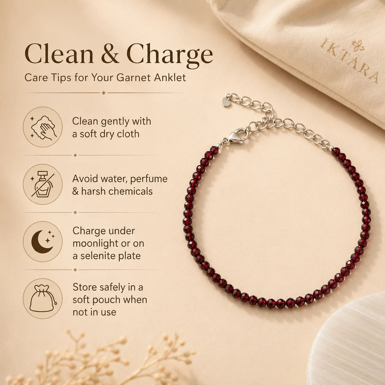 Eternal Love Garnet Anklet 3mm – For devotion, compassion & heart healing