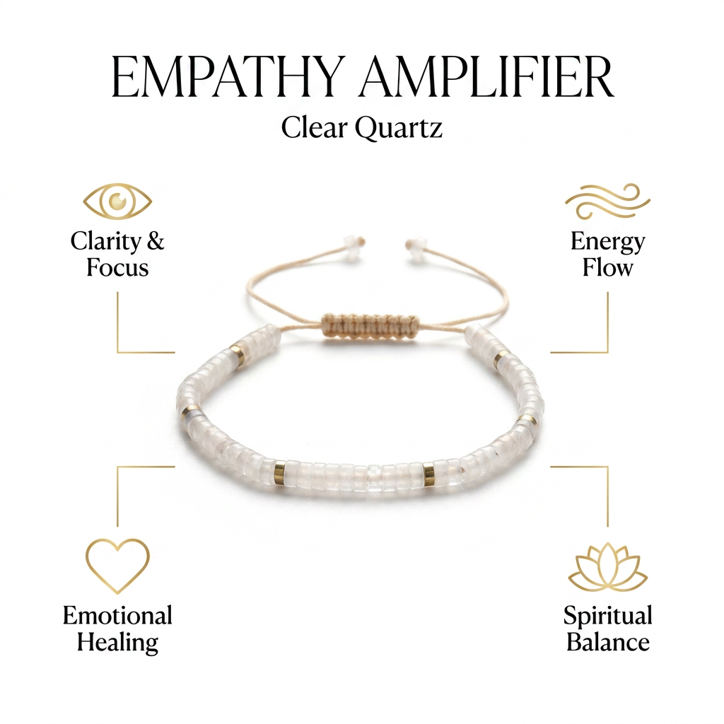 Clear Quartz Braided Bracelet for Empathy - Infographic