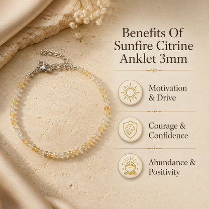 Sunfire Citrine Anklet 3mm – For motivation, courage & abundance