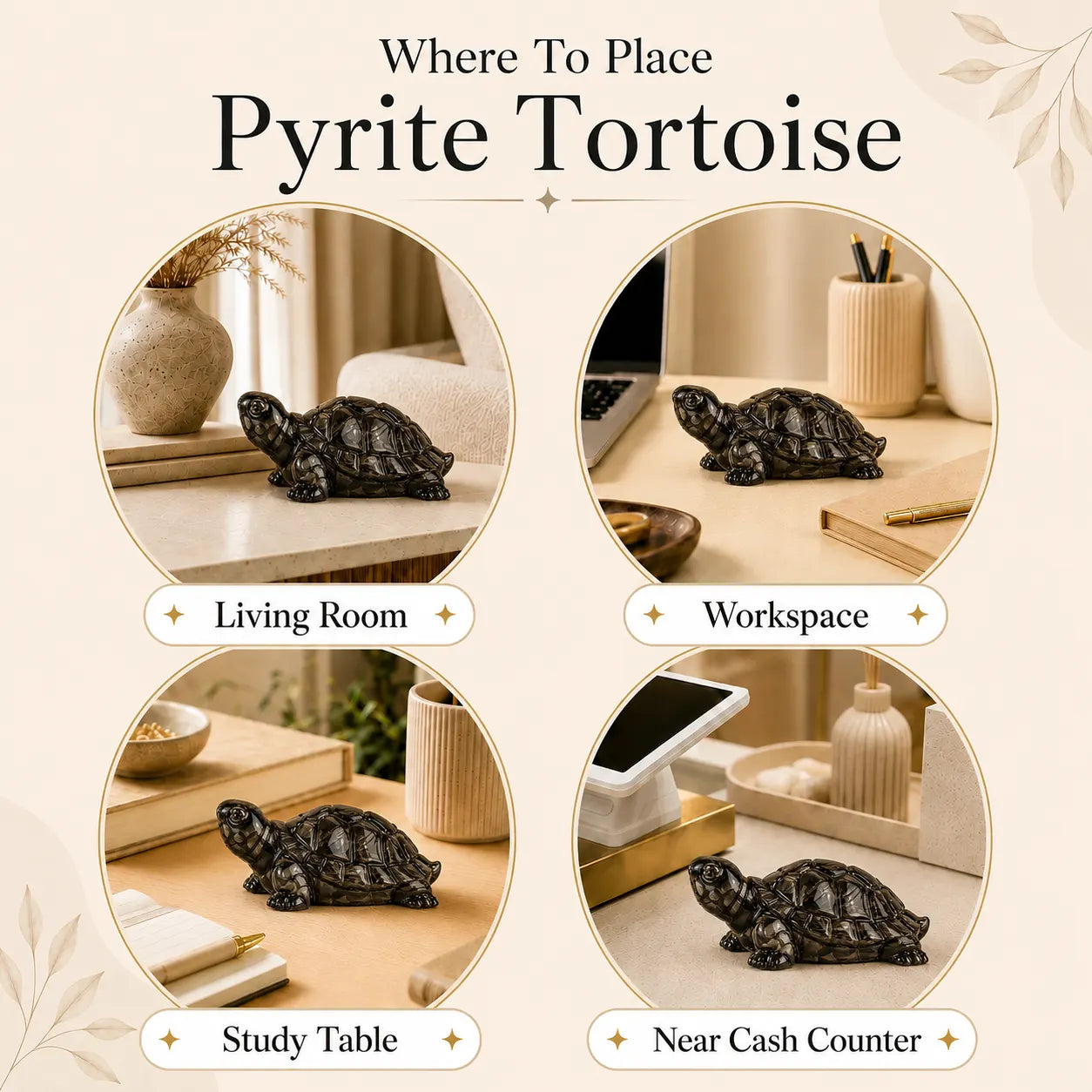 Swarna Shakti Pyrite Tortoise – Natural Pyrite Kachua for Abundance & Stability